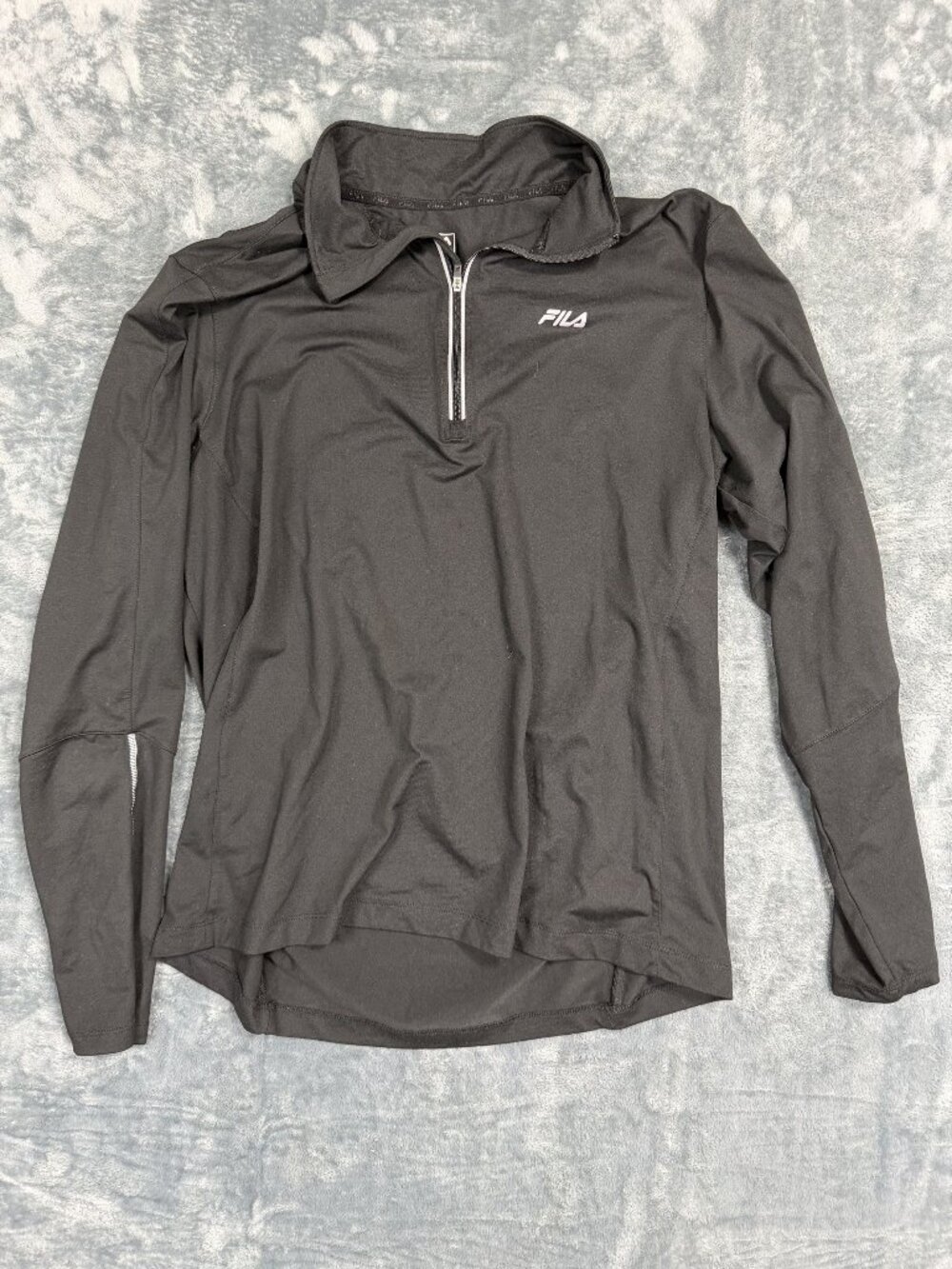 Fila Black Long Sleeve 1/4 Zip Pullover Shirt Womens Activewear Size L